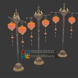東方風(fēng)格的宮燈模型