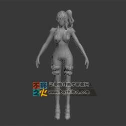 輕熟少女 白模 四邊面 Max模型