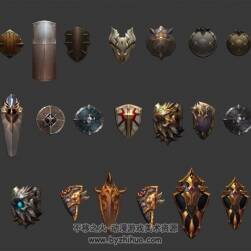 一組騎士盾牌模型 高質量3D模型貼圖