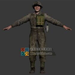 次時(shí)代 二戰(zhàn)  士兵 戰(zhàn)士 通訊兵T-pose模型