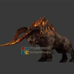 角牛 長角烈焰牛 帶綁定 3D模型