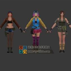 3個寫實風格女戰(zhàn)裝角色 Max模型下載