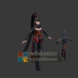 單馬尾 酷帥 女刺客 模型