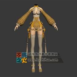 東方風(fēng)格性感嫩黃色長(zhǎng)袖短裙模型