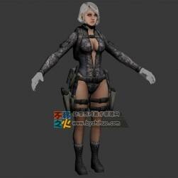 次世代銀發(fā)緊身衣女戰(zhàn)士模型