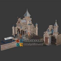 歐洲風(fēng)格的宮殿大門模型