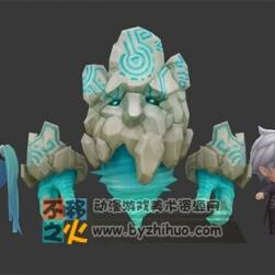 韓國(guó)Q版角色 女孩 管家 冰雪怪物模型