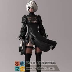 尼爾機械紀元 NieR Automata 2B小姐姐 帶走路動作 次世代3D模型