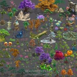 三轉(zhuǎn)二 Q版植物 PSD格式 游戲場景修圖素材