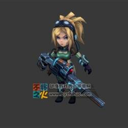 可愛 女槍炮師模型