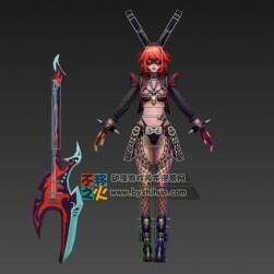 兔女郎貝斯手 帶綁定模型