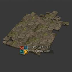 青苔石板路面模型
