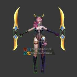 王者榮耀 阿軻 暗夜貓娘 帶CS綁定 3D模型