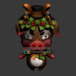頭戴小花的豬 Max模型