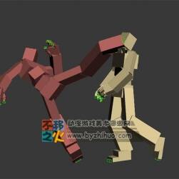 幾何 方塊人 對打 格斗 模型