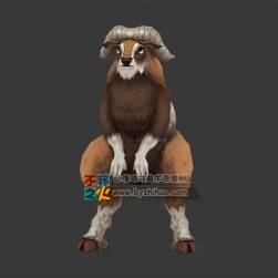 羊角袋鼠身的四不像 Max模型 四邊面