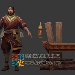 古裝 男 木匠模型