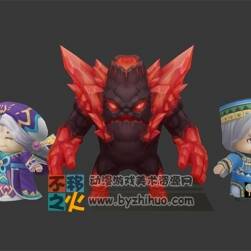 韓國(guó)Q版 角色 爺爺奶奶 熔巖怪物模型