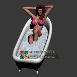 歐美  美女 浴缸 比基尼 模型