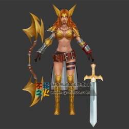 漫威 金鎧甲 劍士 美女 模型