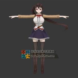 單馬尾 二次元 美少女 T-pose模型