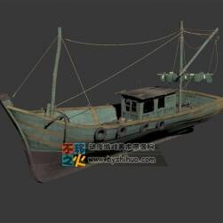 次世代破舊的小漁船模型