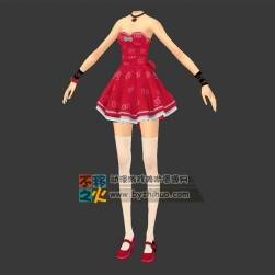幾種體態(tài)的粉紅色短裙模型