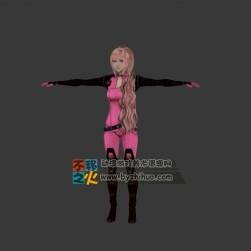 粉發(fā) 美少女 緊身衣 T-pose模型