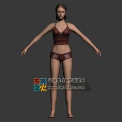 歐美年輕女性 吊帶短褲 Max模型