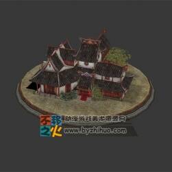 中國風酒樓客棧模型