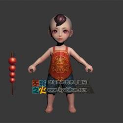 男孩 幼兒 肚兜 模型